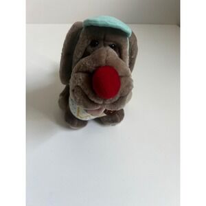 Vintage Wrinkles Dog Plush Ganz Bros 1981 Red‎ Nose Blue Hat Diaper Puppy